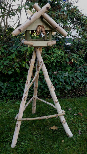 Vogelhaus birke mit - vogelhaus, ständer