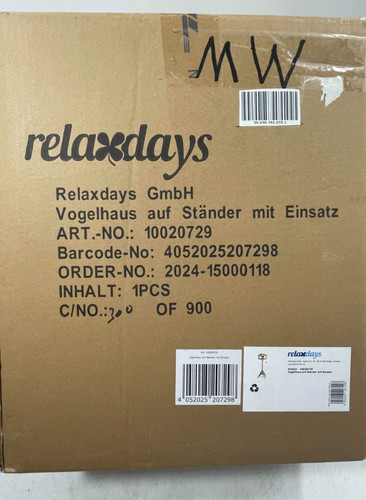 Relaxdays vogelhaus mit - vogelhaus,